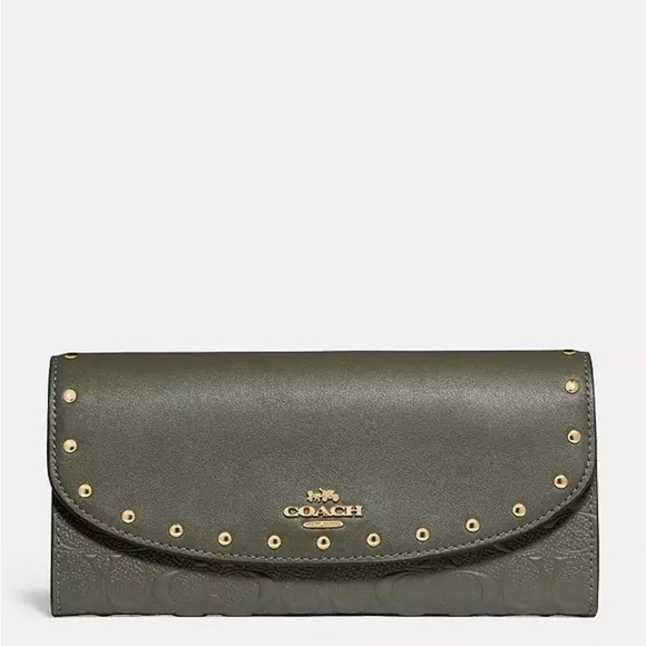Coach Slim Envelope Wallet With Rivets - Picture 1 of 13